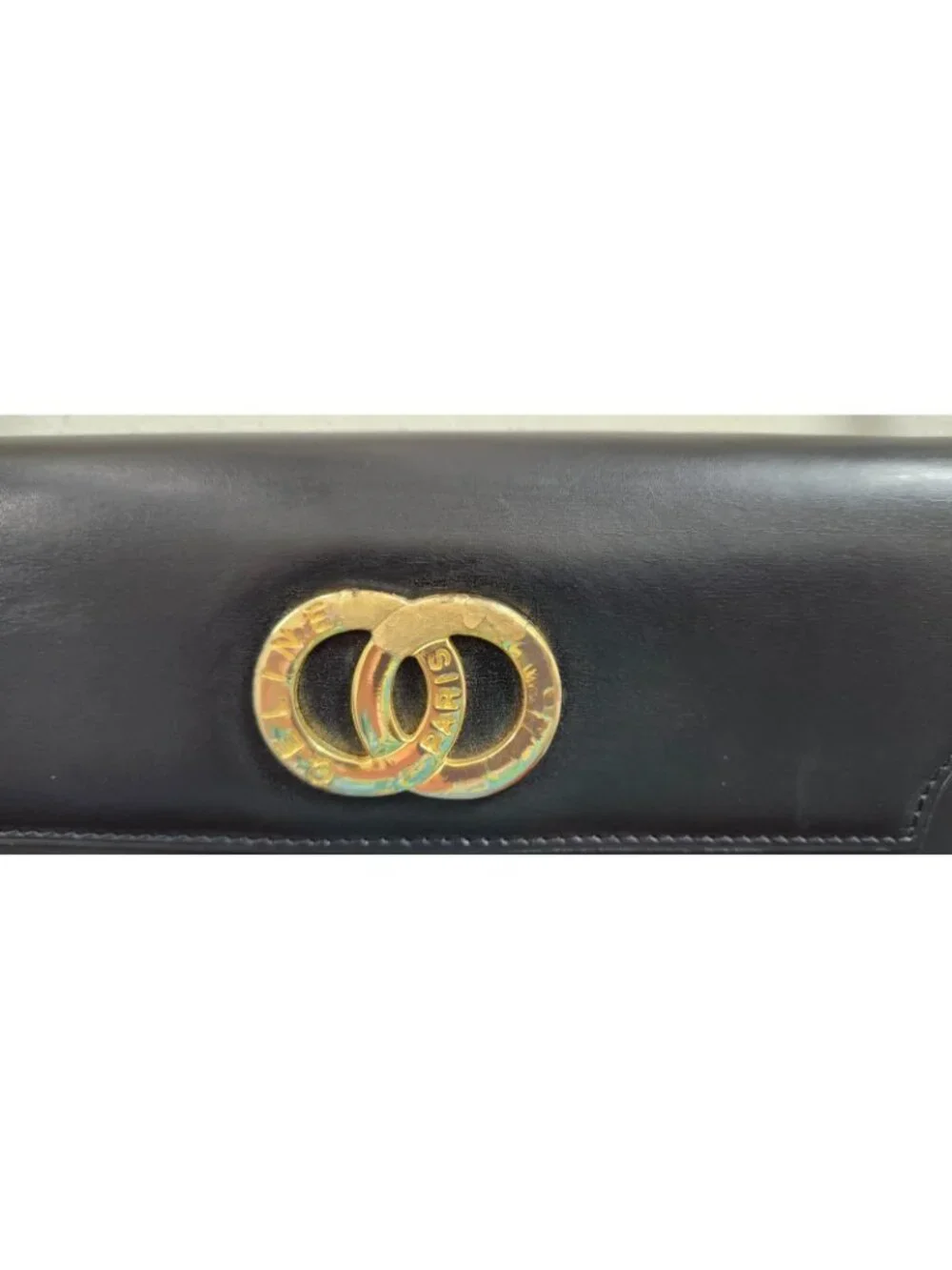 Vintage Celine Paris Black Leather Chain Shoulder Bag France Gold Hardware Rare - Picture 5 of 16